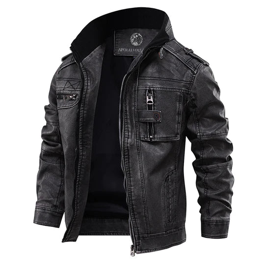 Allan | Classic Black Leather Jacket for Men