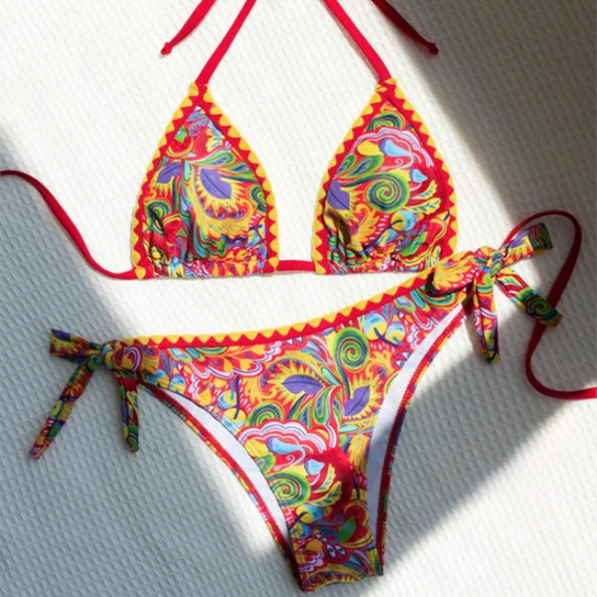 Amara | Colourful Patchwork Triangle Bikini Set