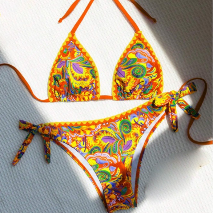 Amara | Colourful Patchwork Triangle Bikini Set