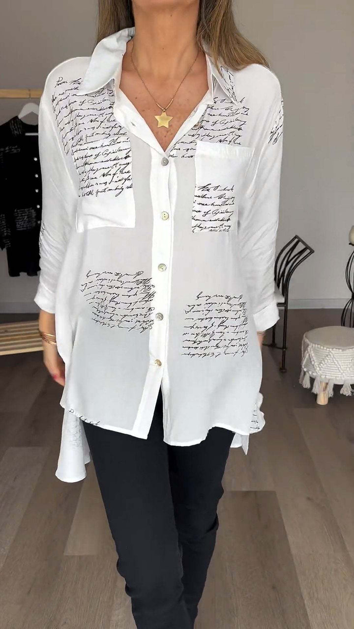 Lina | Letter Print Fashion Lapel Shirt