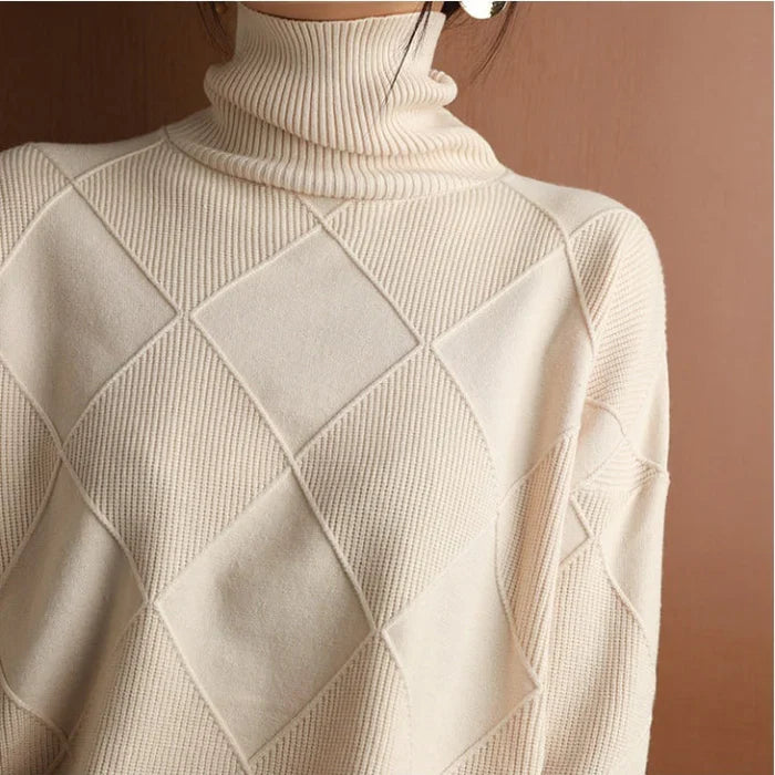 Nina | European-style High-Collar Diamond Sweater