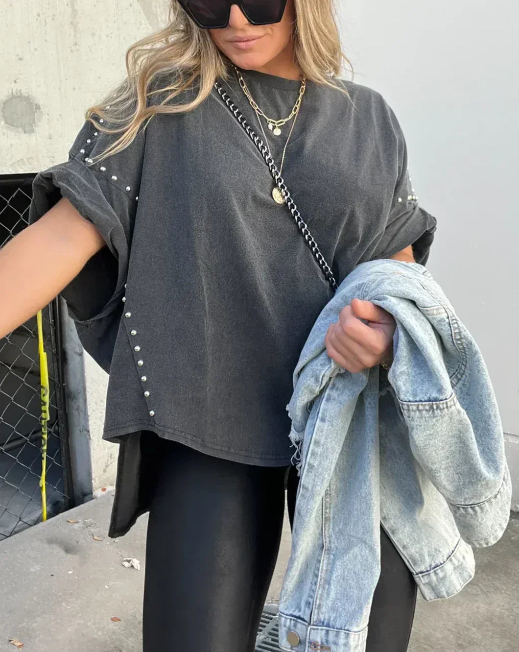 Brianna | Oversized T-Shirt With Studs